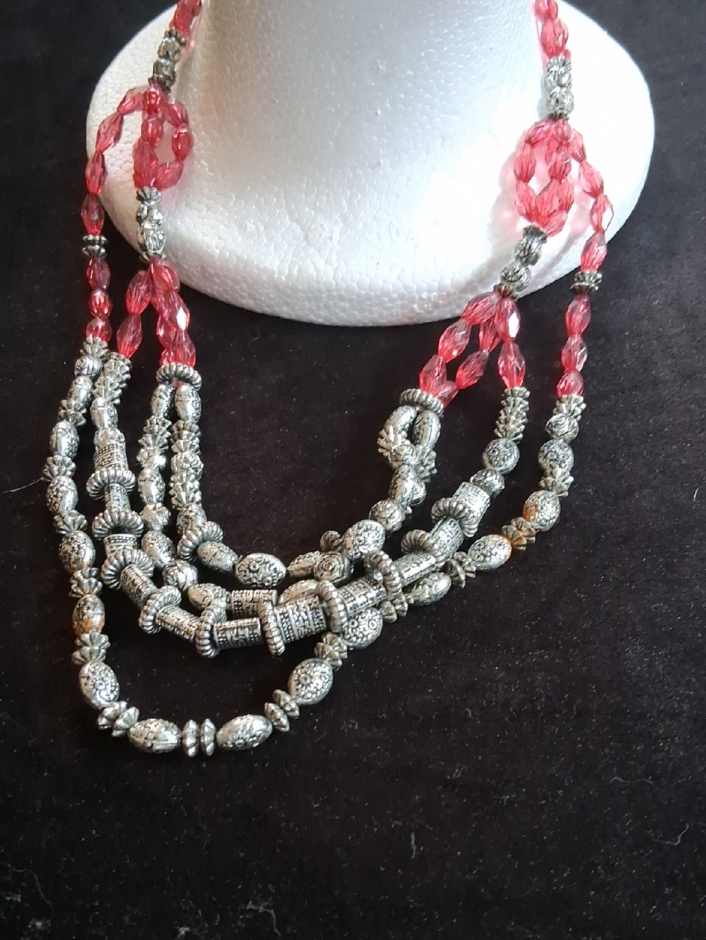 a.n.a Multi-Strand Silver-Tone Necklace with Pink Beads